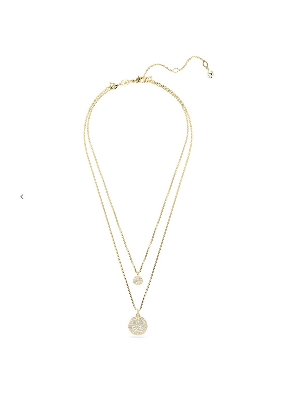 Swarovski Gold Two-Layer Pave Disc Necklace